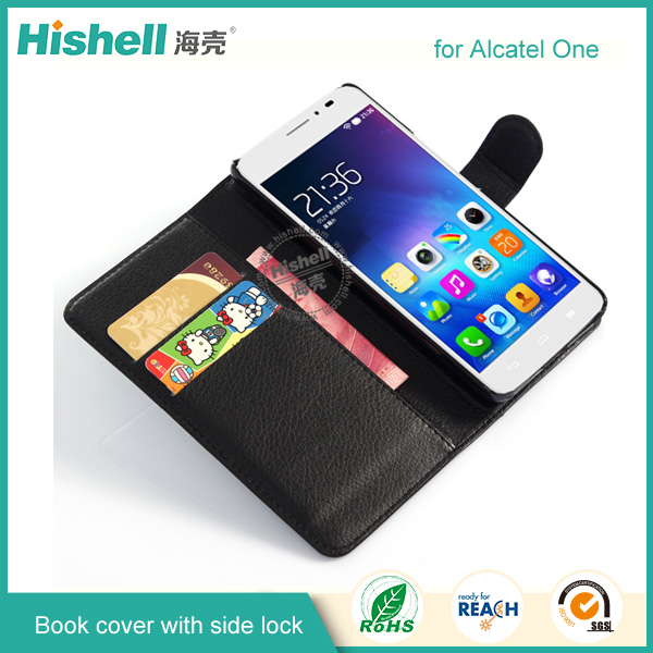 Leather Case with Side Lock for Alcatel One