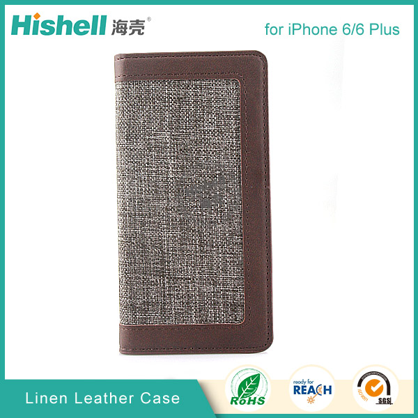 new design Linen leather wallet flip mobile phone Case