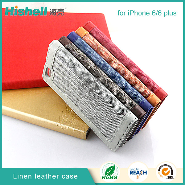 new design Linen leather wallet flip mobile phone Case