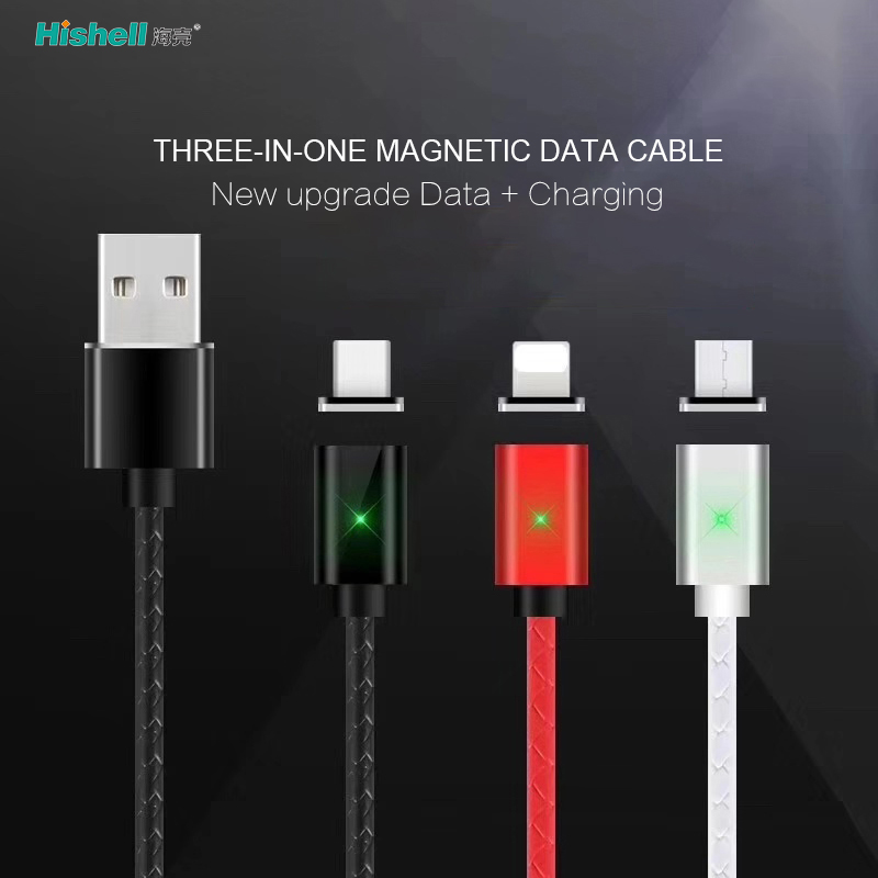 3 in 1 Data Transfer 3A Fast Charging Flat Head Magnetic Cable