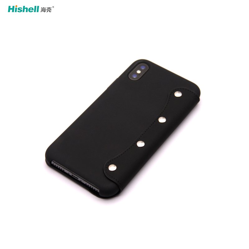 Liquid Silicone Wallet Leather Mobile Phone Case With Rivet For Iphone XR