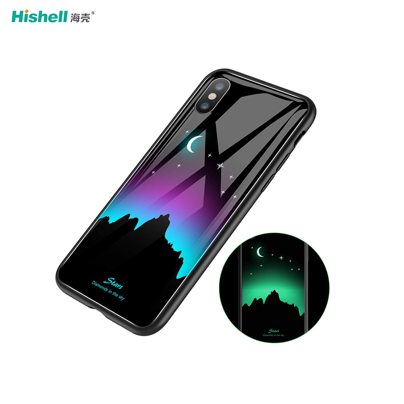 Mobile Phone Accessories Black Special Luminous Glass Phone Case for iPhone