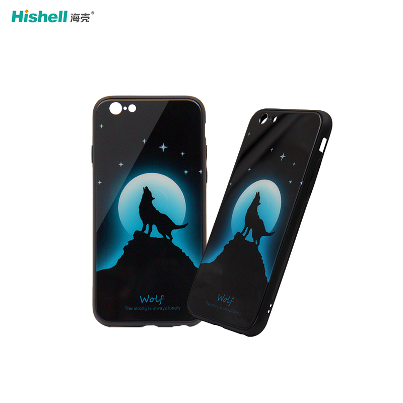 Mobile Phone Accessories Black Special Luminous Glass Phone Case for iPhone