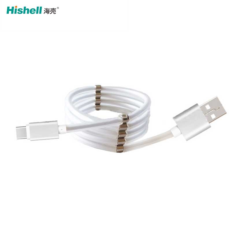 New Products Self winding charging cable Micro PD type c magnetic Self-Wrapping USB cable for ios