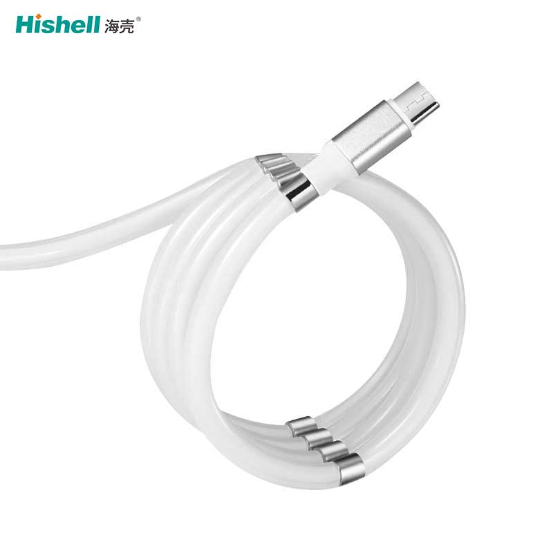 New Products Self winding charging cable Micro PD type c magnetic Self-Wrapping USB cable for ios