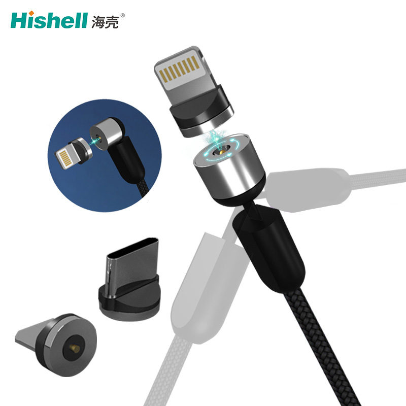 3 in 1 Magnetic Data USB Cable 720 Degree Rotating Fast Charging Magnetic Charger Cable