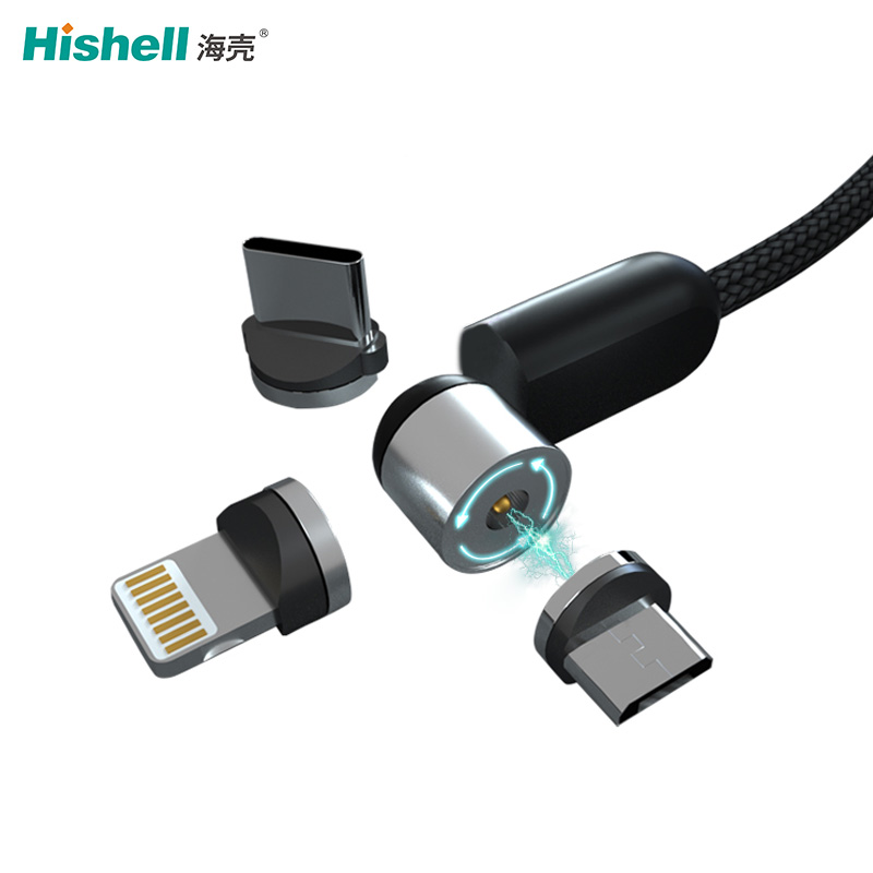 3 in 1 Magnetic Data USB Cable 720 Degree Rotating Fast Charging Magnetic Charger Cable