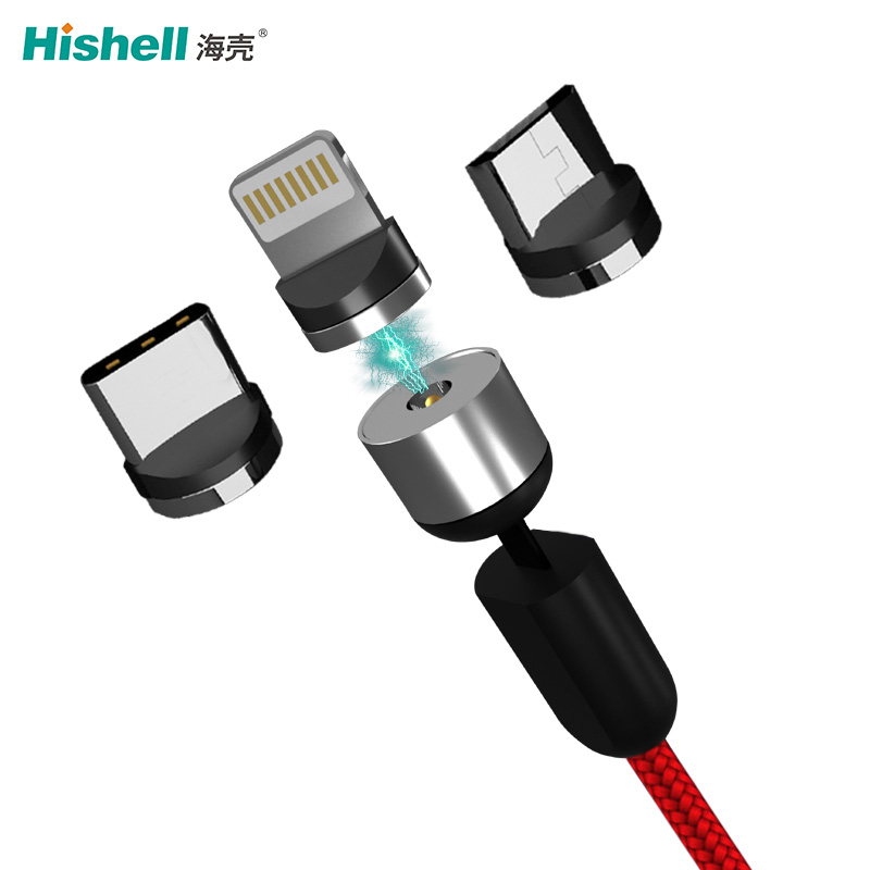 3 in 1 Magnetic Data USB Cable 720 Degree Rotating Fast Charging Magnetic Charger Cable