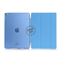 Bottom Clear PC and PU Leather Phone Case for iPad Air 2